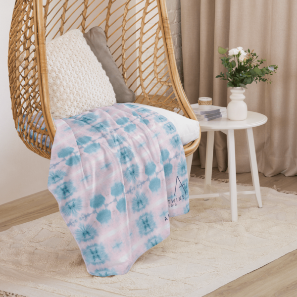 Pink and Blue Ice Crystals Sherpa Blanket - Image 7