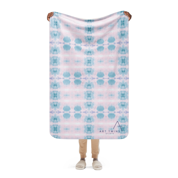 Pink and Blue Ice Crystals Sherpa Blanket