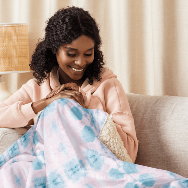 Pink and Blue Ice Crystals Sherpa Blanket - Image 6