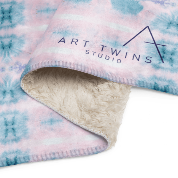 Pink and Blue Ice Crystals Sherpa Blanket - Image 5